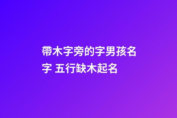 帶木字旁的字男孩名字 五行缺木起名